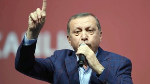 Türkischer Staatspräsident Erdogan bei einer Rede in Karlsruhe