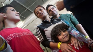 Flüchtlinge in einem Flüchtlingsheim