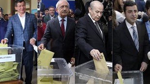 Parlamentswahlen in der Türkei - Die Parteivorsitzenden beim Wahlgang