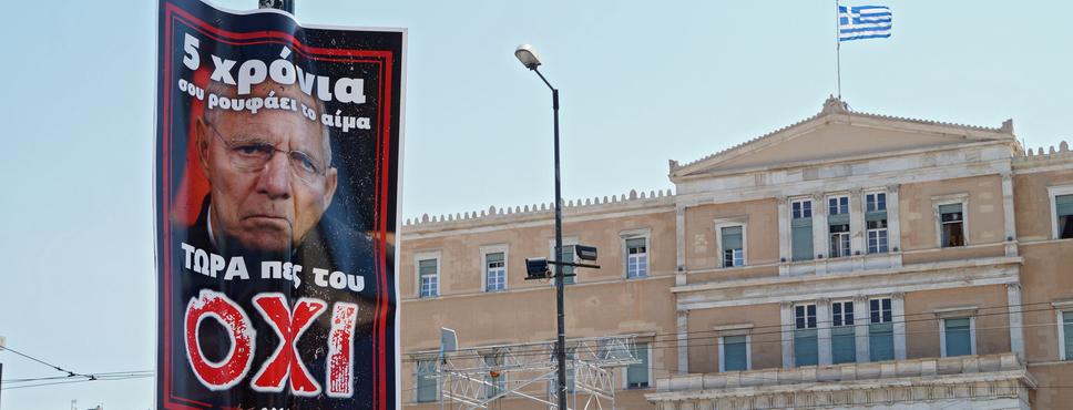 Plakat in Griecheland "no" Referendum