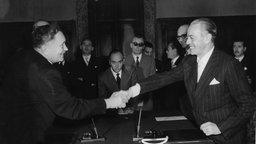 Wirtschaftsminister Deutschlands und  italienischer Außenminister 1955