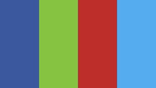 Social Media Farben, Facebook-Blau, Spotify-Grün, YouTube-Rot, Twitter-Blau